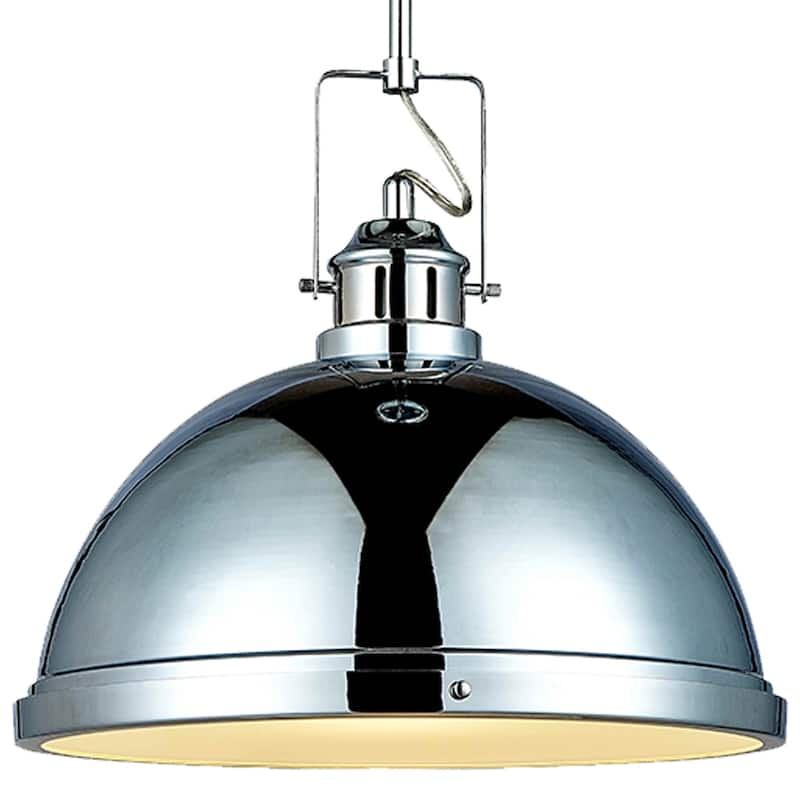 1 light Mini Pendant with clear frosted glass lens, Chrome Finish - 14"H x 14"W x 14"D
