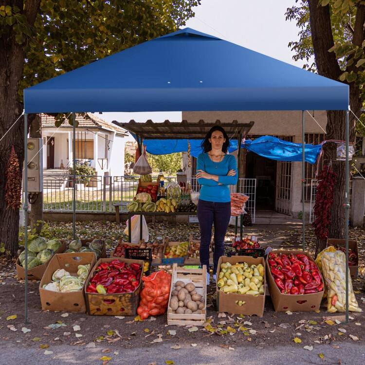 10 x 10 Feet Foldable Outdoor Instant Pop-up Canopy with Carry Bag - 10 x 10 x 6.3-9.4 ft