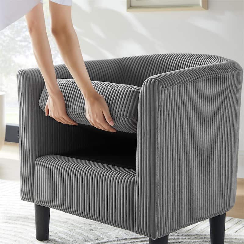 Upholstered Accent Arm Chair Corduroy with Ottoman Foot Rest