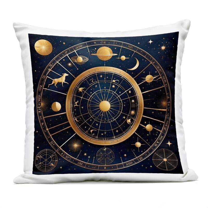 Stupell Astrology Zodiac Birth Chart Printed Outdoor Throw Pillow Design by Tabz Jones - Accent - Polyester - Black - Single