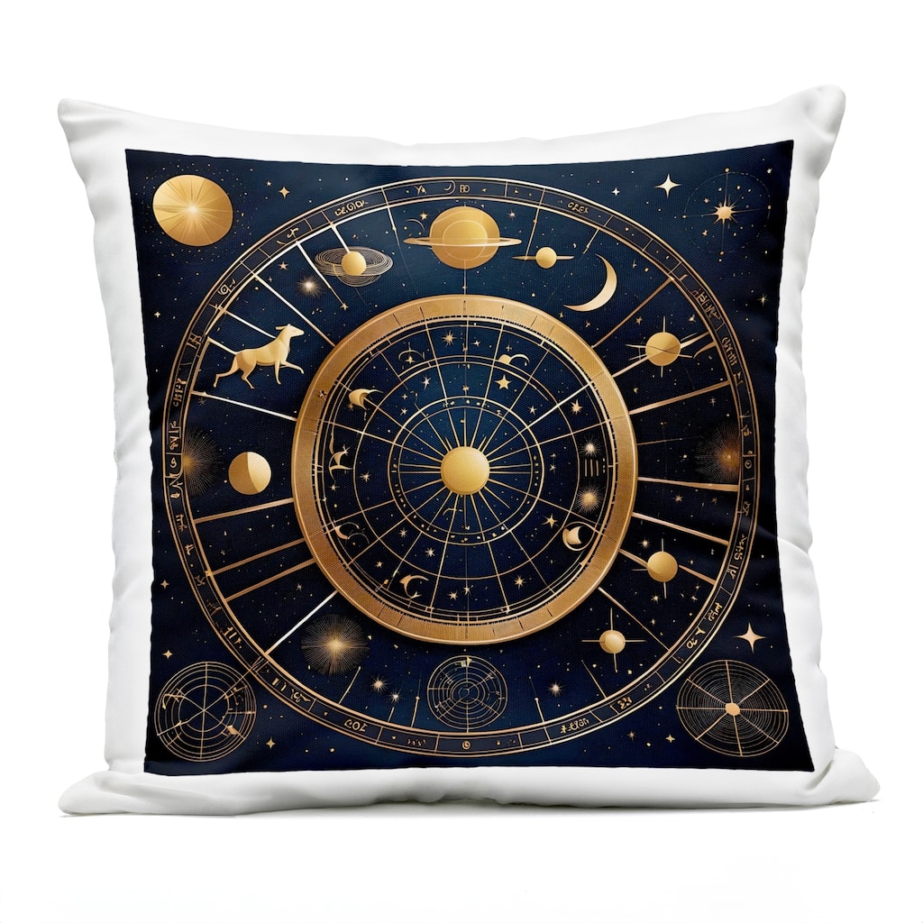 Stupell Astrology Zodiac Birth Chart Printed Outdoor Throw Pillow Design by Tabz Jones