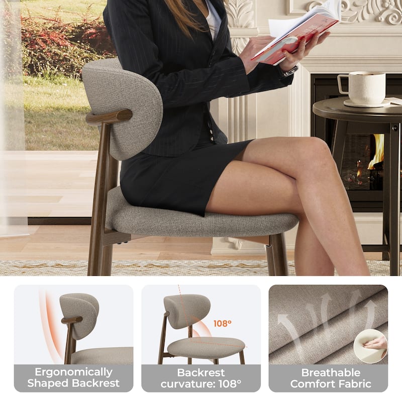 RENEWLINE Mid-Century Modern Tapered Dining Chairs with Upholstered Seat & Iron Frame