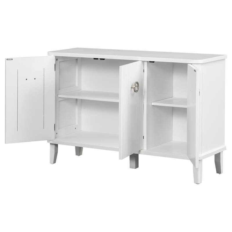 Wood Veneer Sideboard Buffet with Acacia Doors & Adjustable Shelves for Entryway or Living Room