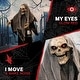 preview thumbnail 4 of 8, Life-Size Animatronic Skeleton Reaper with Lights and Sound, Indoor/Covered Outdoor Halloween Decoration