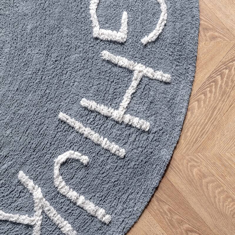 Nuloom Alphabet SpinClean Washable Round Rug