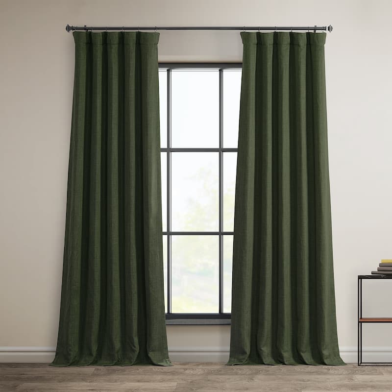 Exclusive Fabrics Faux Linen Room Darkening Curtain (1 Panel) - 50 X 84 - Tuscany Green