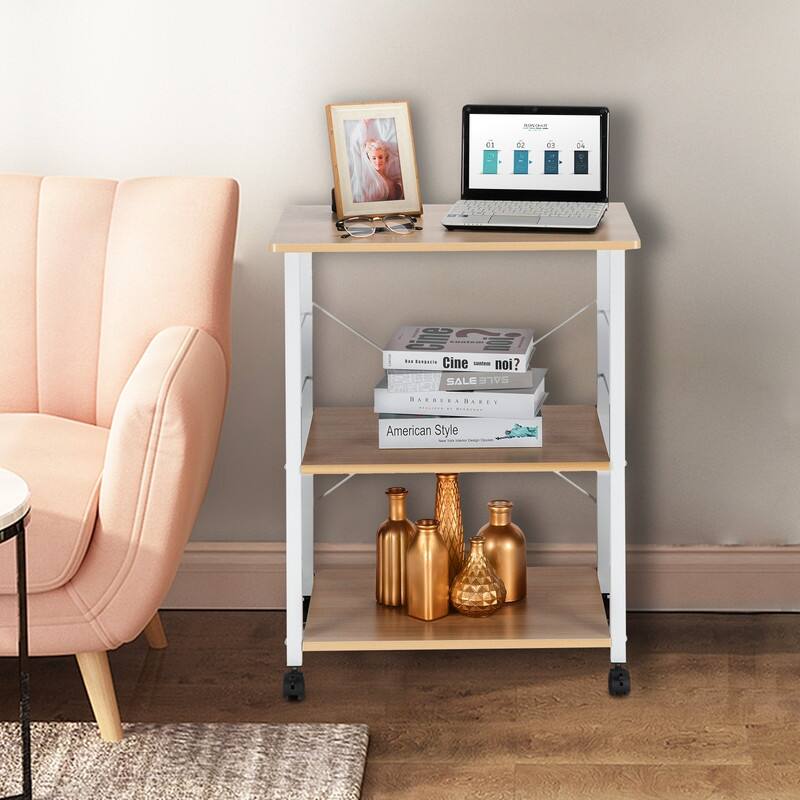 Baker's Rack 3-Tier Microwave Oven Stand Shelf with 10 Hooks