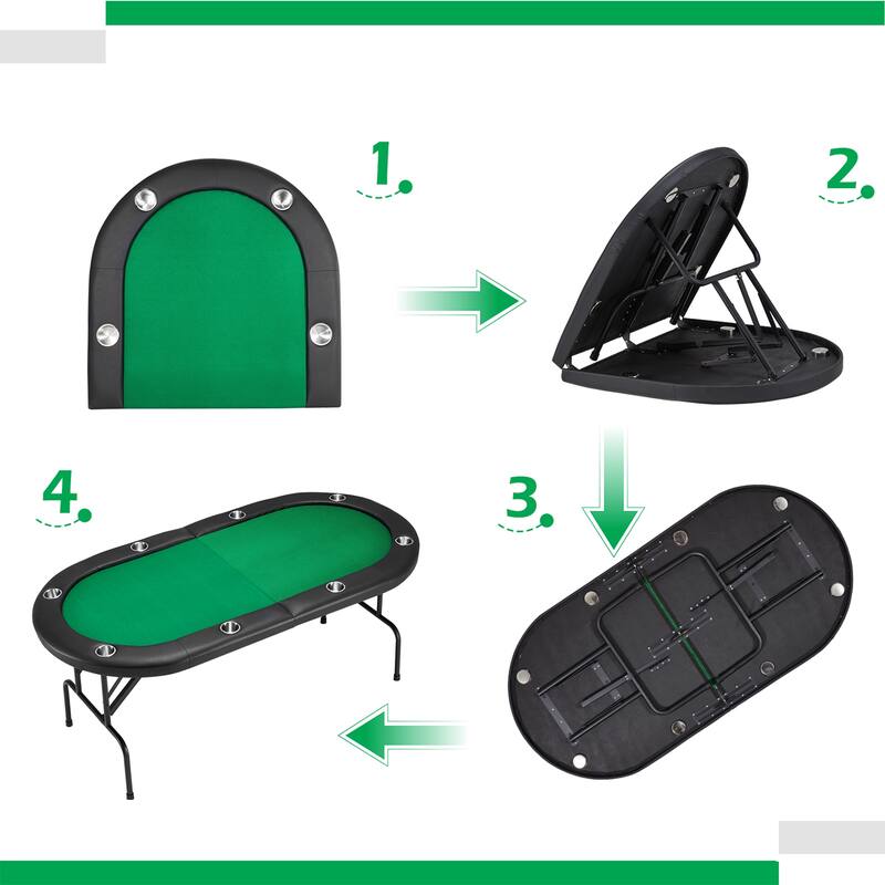 AVAWING 8 Players Foldable Game Poker Table with Cup Holder