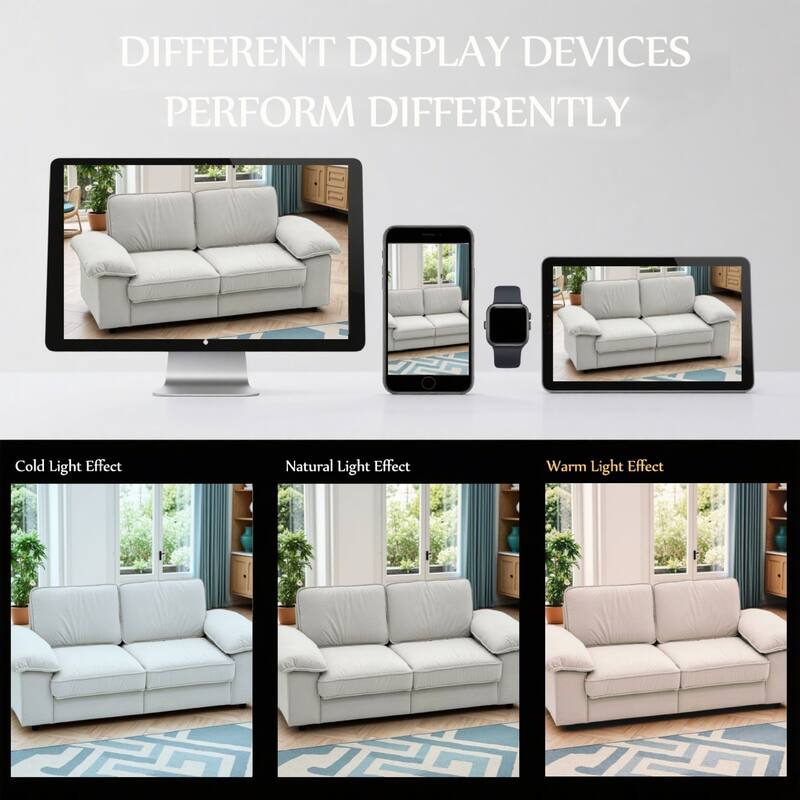 Roomfitters Modern Overstuffed Upholstered Sofa with Hidden Storage and Padded Arms, Comfy Loveseat for Small Space