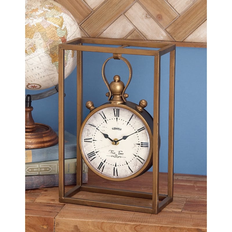 Metal Standing Stopwatch Clock - Bronze - Roche River Decor - 4"W x 9"L x 13"H