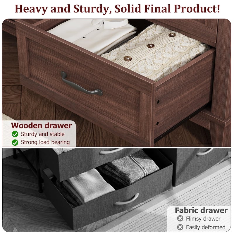 47" Wide Drawer Dresser, with Storage Freestanding