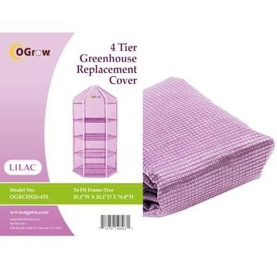 Machrus Ogrow Greenhouse Replacement Cover for Hexagonal 4 Tier Mini Greenhouse - Lilac - Fits Frame 27"L x 27"W x 79"H