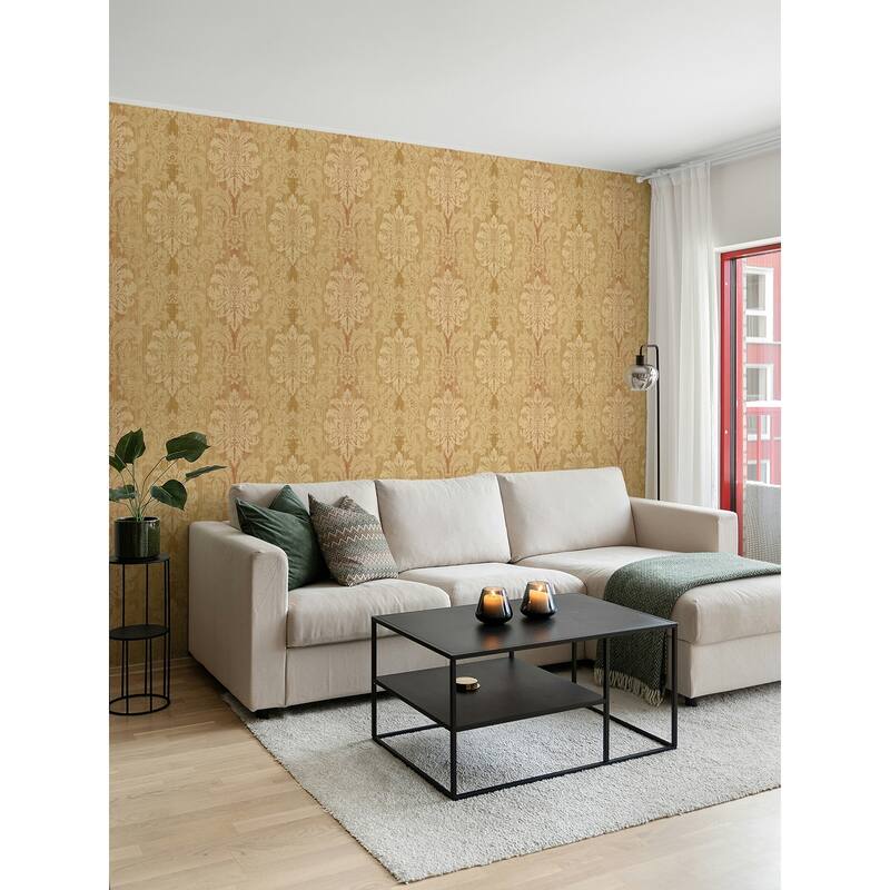 Seabrook Designs Aldeno Striped Damask Unpasted Wallpaper