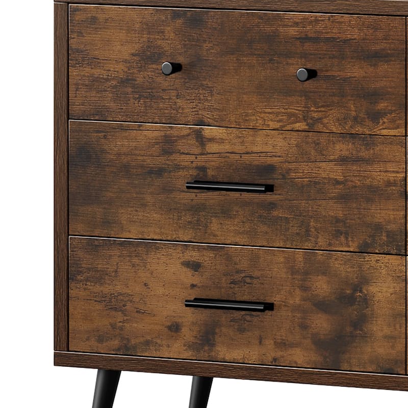 Rustic TV Stand for 65" TV, Entertainment Center with 6 Storage Drawers