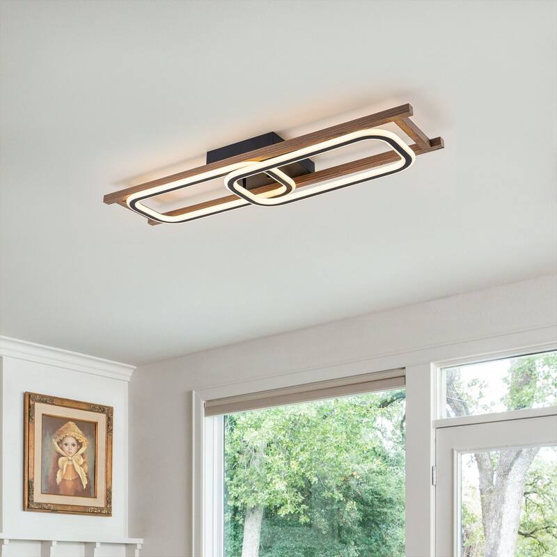 Modern Farmhouse Rectangle LED Semi Flush Mount - 35.4