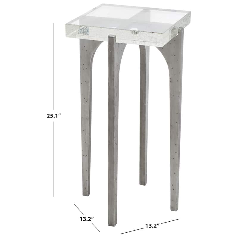 SAFAVIEH Couture Tawny Square Bubble Glass Accent Table - 13 IN W x 13 IN D x 25 IN H