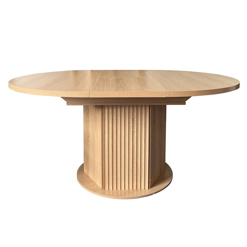 Round Dining Table for 4-6 People, Kitchen Table with Bump Texture Base, Wooden Dinner Table for Dining Room Family Gathering