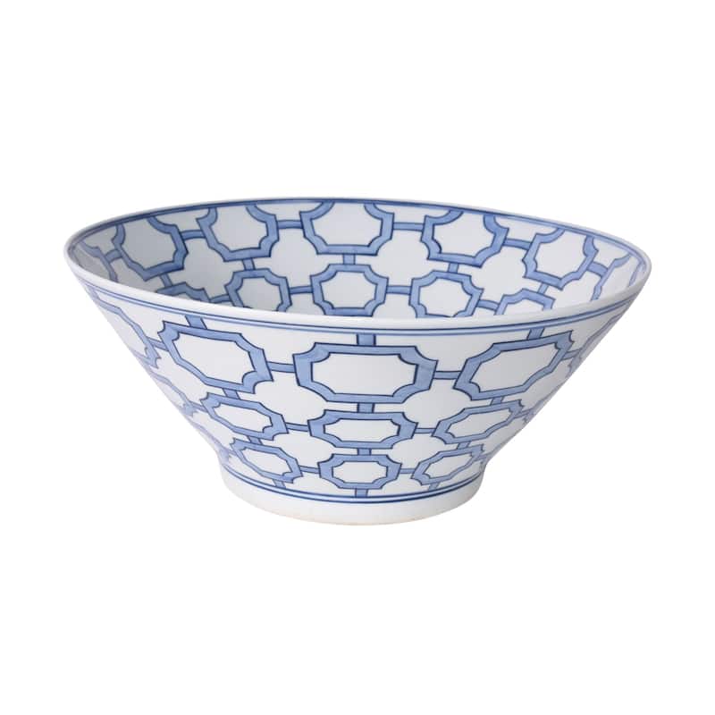 Blue And White Octagonal Window Bowl - 15x15x6