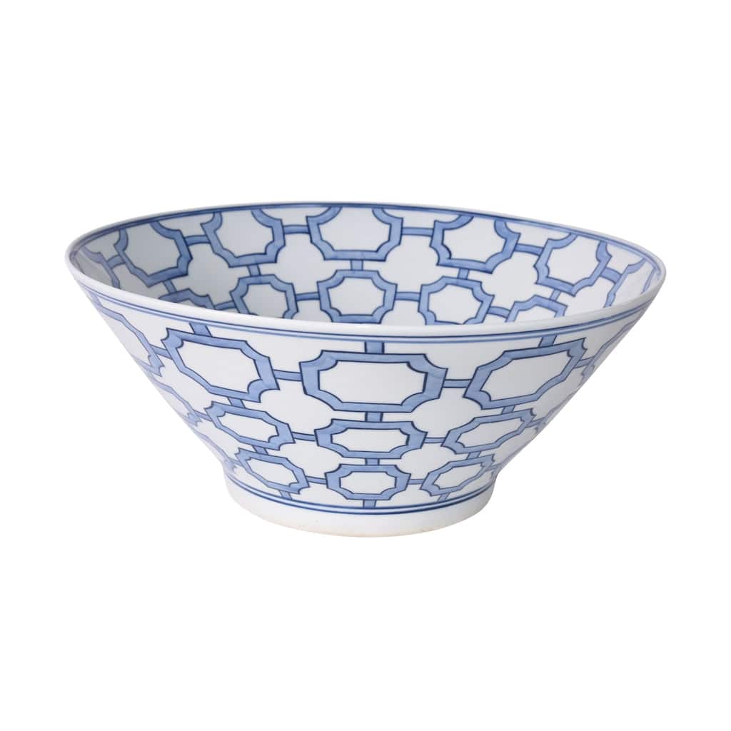 Blue And White Octagonal Window Bowl - 15x15x6