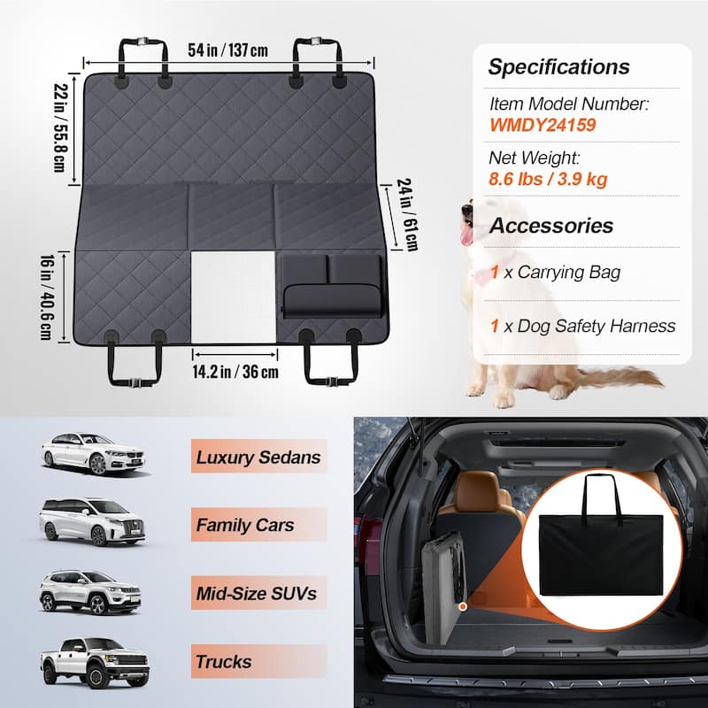 Dog Car Seat Cover for Back Seat Back Seat Extender for Dogs for SUV - Black