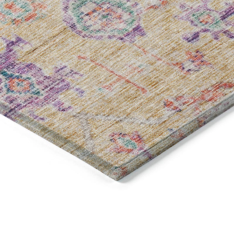 Machine Washable Indoor/ Outdoor Vintage Traditional Chantille Rug