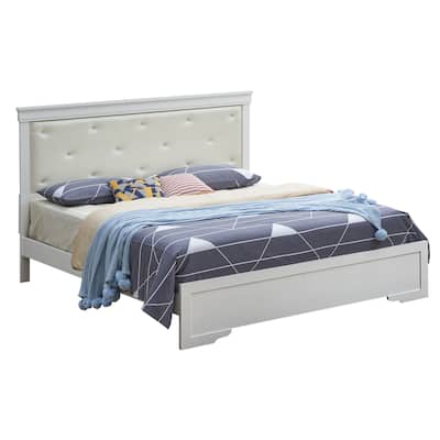 Lorana Button Tufted Faux Leather Bed