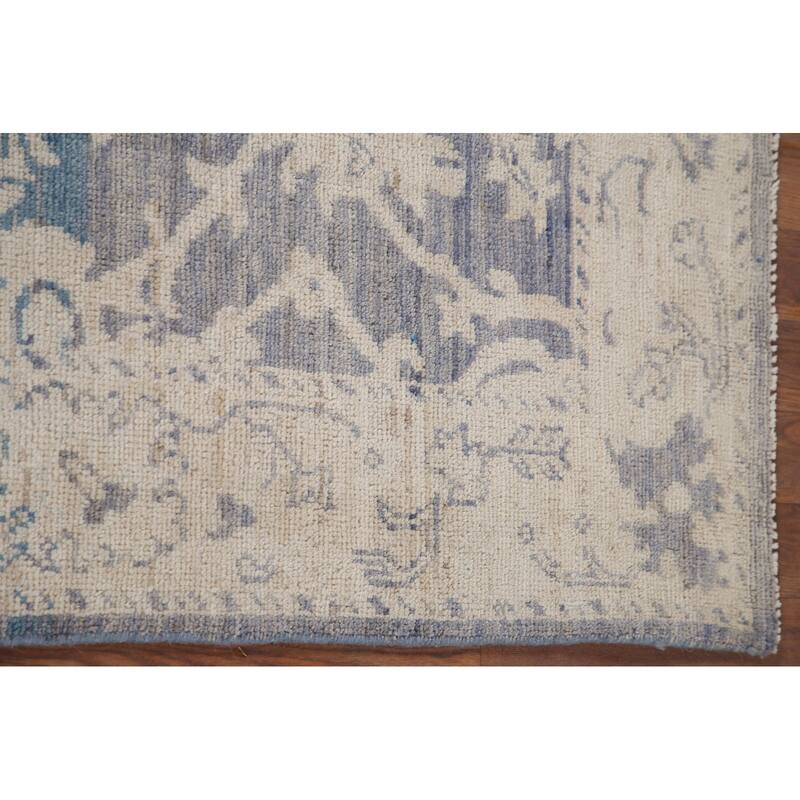 Hand Knotted Oriental 100% Wool Carpet Transitional All-Over Navy Blue & Blues Oushak Area Rug - 5' 0'' X 3' 2''