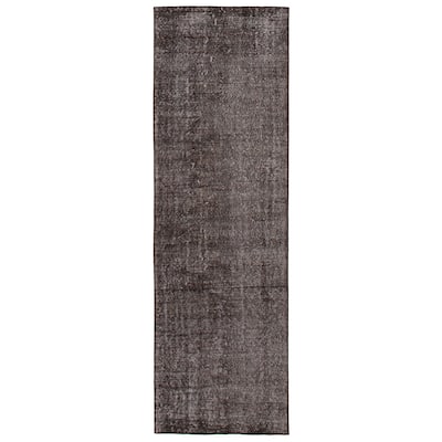 ECARPETGALLERY Hand-knotted Color Transition Black Wool Rug - 2'11 x 9'5