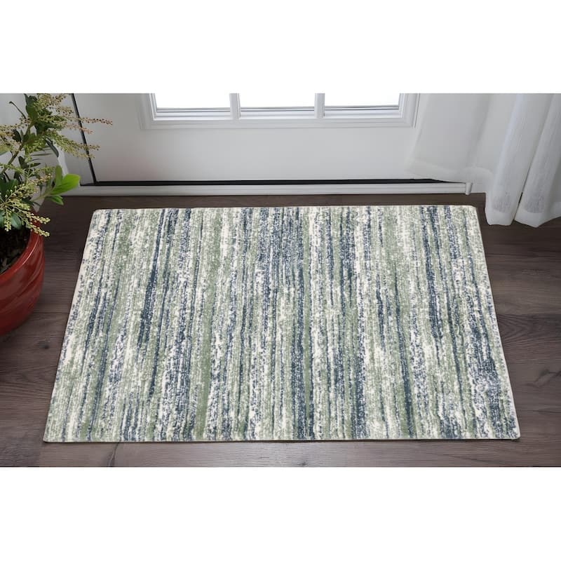 HomeRootsStriped Industrial Runner Area Rug - 36.22' X '23.62' X '0.98 - Blue/Green
