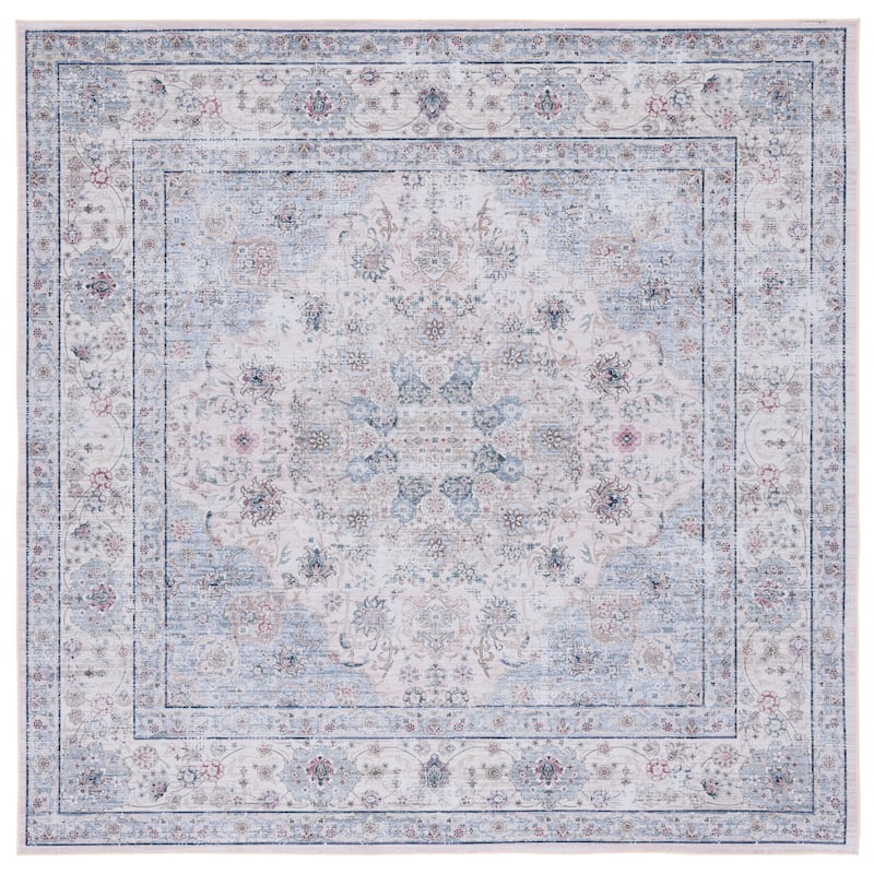 SAFAVIEH Tucson Machine Washable Slip Resistant Abigail Oriental Rug - 6' Square - Beige/Green