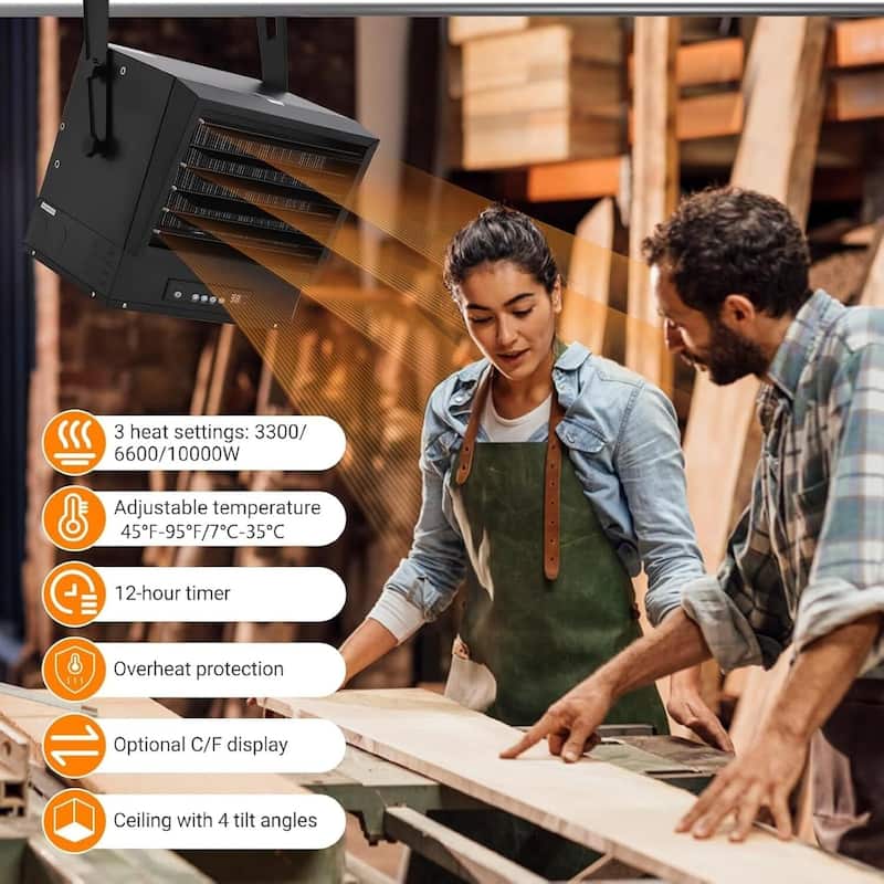 Electric Garage Heater, with Remote, Overheat Protection