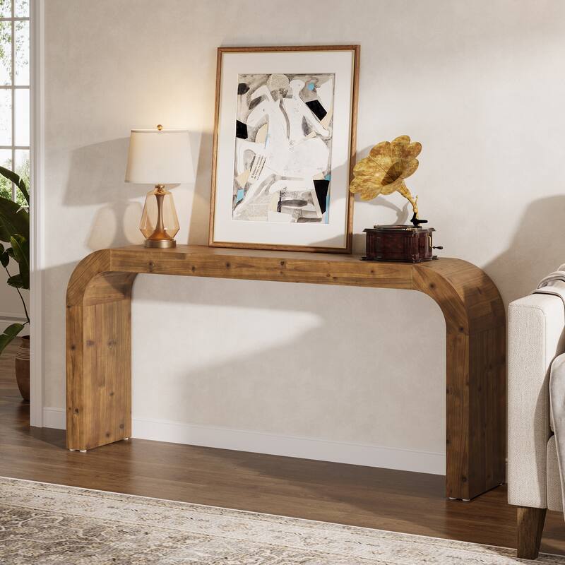 Solid Wood Console Table, 70.87-Inch Farmhouse Sofa Table