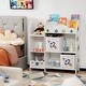Costway Kids Toy and Book Organizer Children Wooden Storage Cabinet w ...