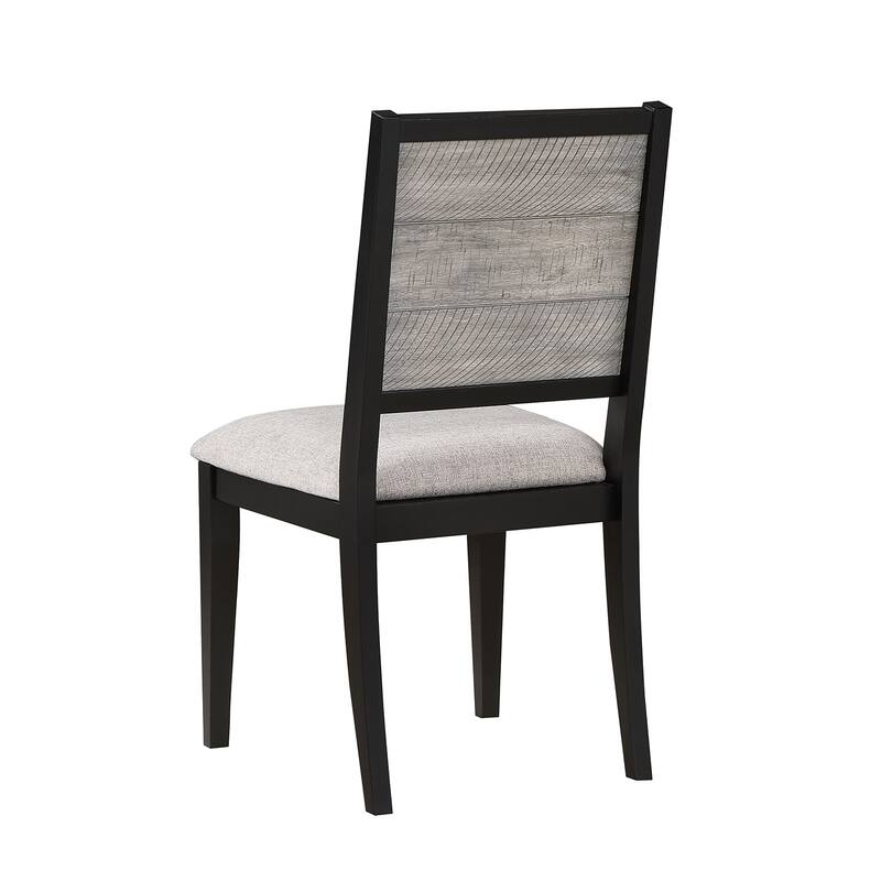 Set of 2 Dining Chairs with Upholstered Seat, Grey and Black