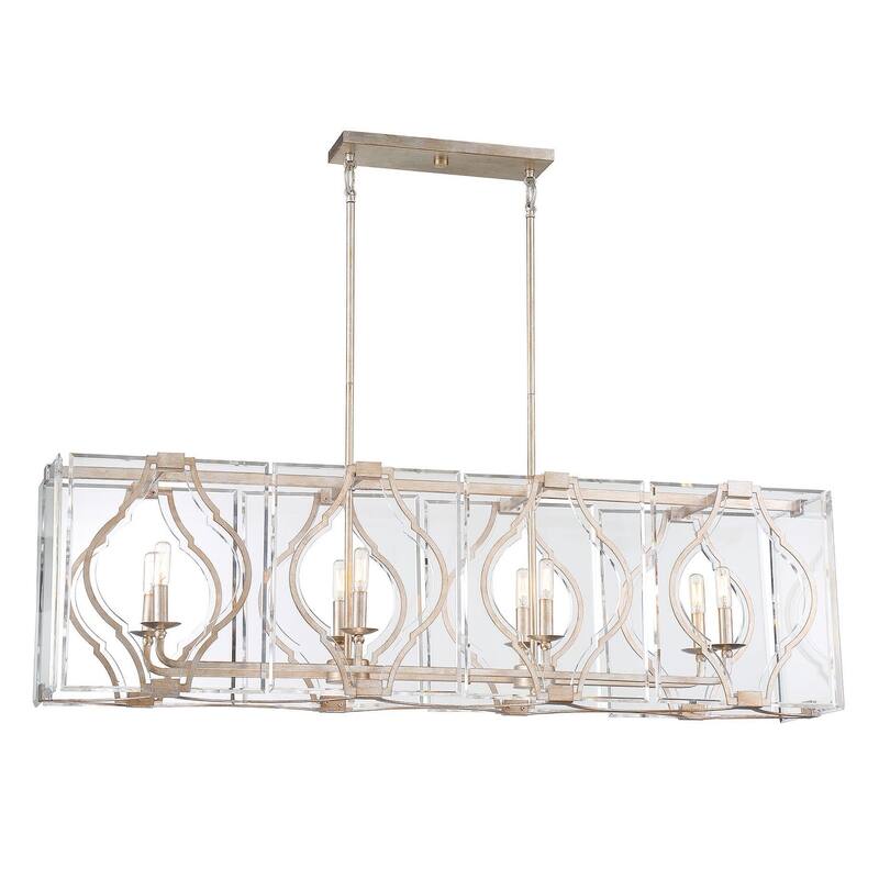 Metropolitan Brenton Cove 8 Light 50" Wide Taper Candle Linear - Gold Mist / Gold Leaf
