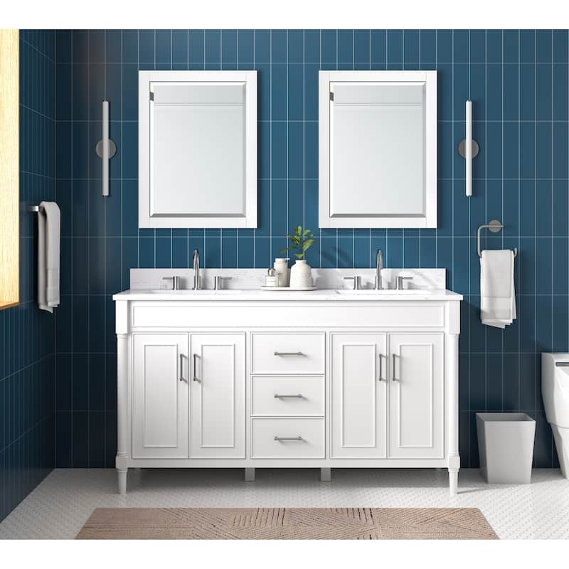 Avanity Bristol 61 in. Bath Vanity in White finish and Cala White Engineered Top