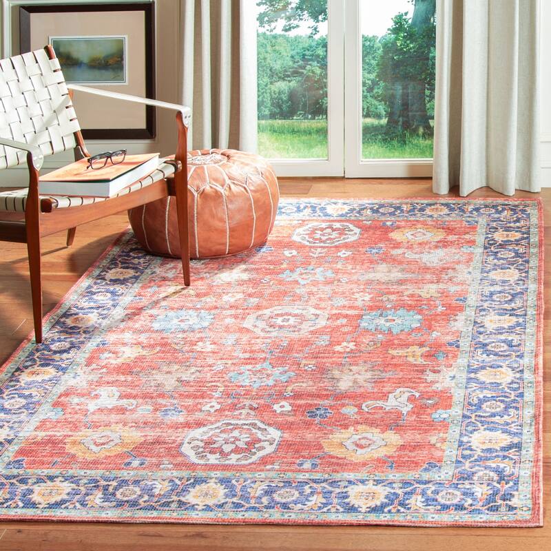 SAFAVIEH Handmade Saffron Joselyn Modern Tribal Cotton Rug - 3' x 5' - Rust/Navy
