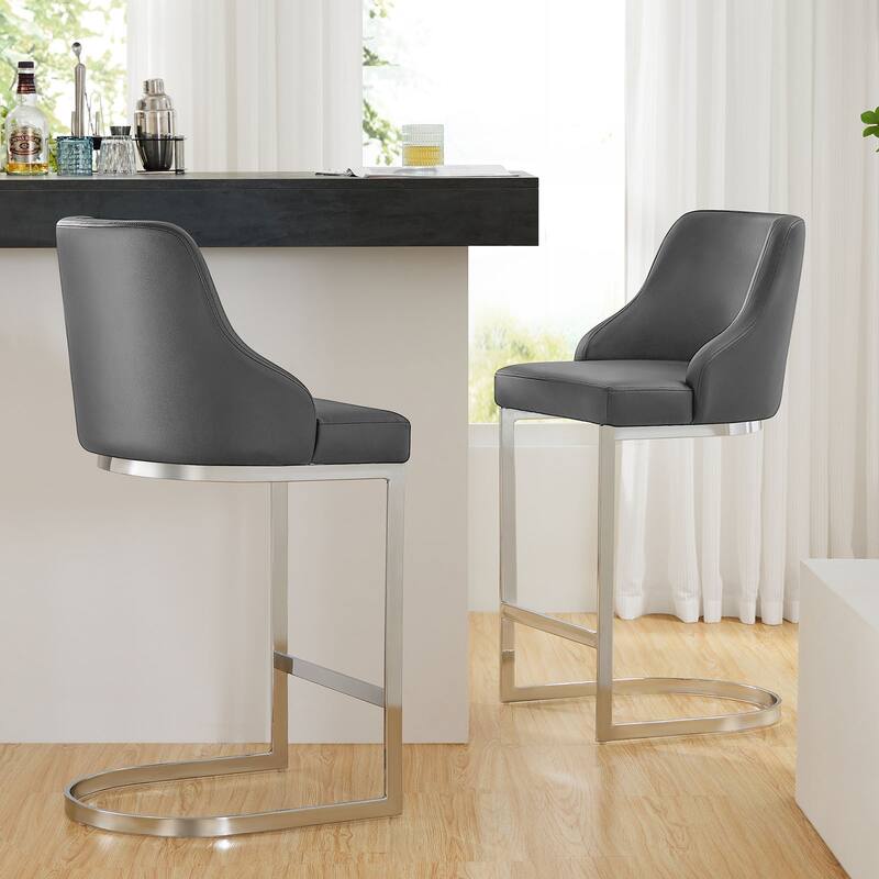 25.8'' Velvet/Leather Counter Height Bar Stools, Set of 2/3 - 36.6"H x 18.9"W x 20.5"D