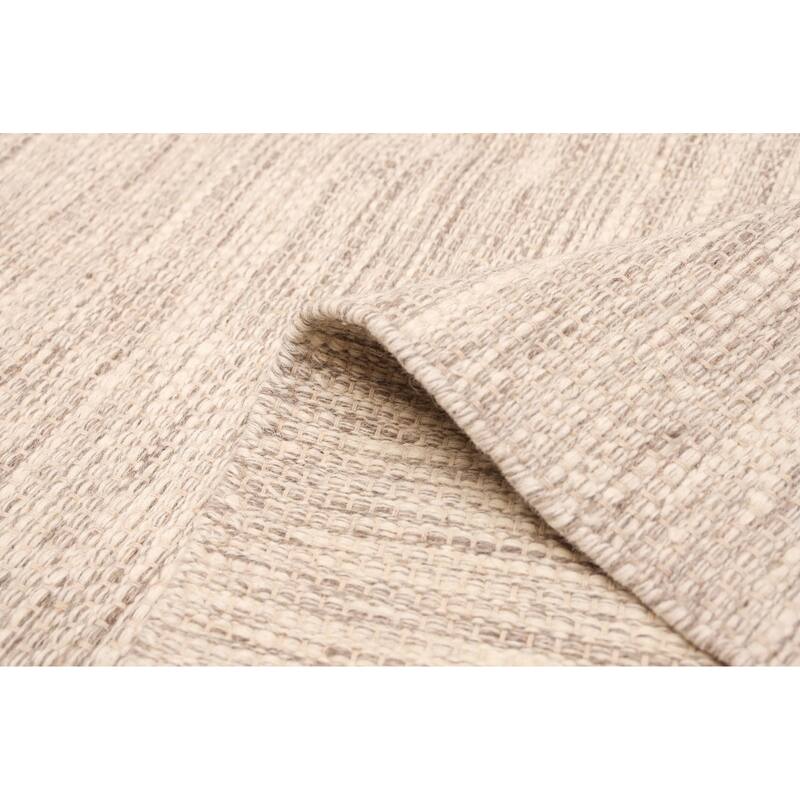 ECARPETGALLERY Braid weave Sienna Ivory Wool Rug - 5'1 x 7'11