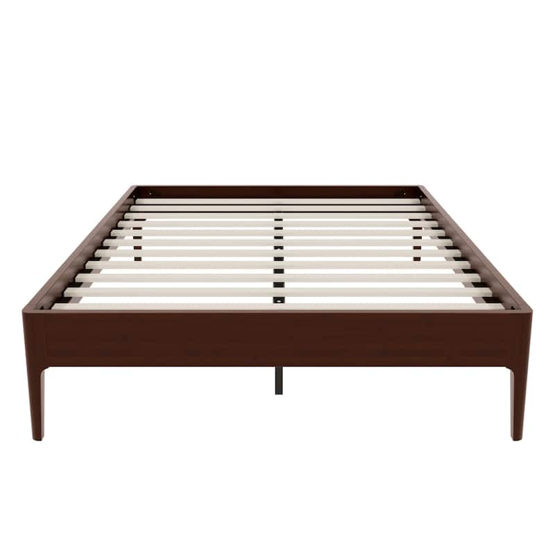 Solid Dry Bamboo Wood Platform Bed Frame with Wood Slat Metal Support, No Box Spring Needed, Easy Assembly