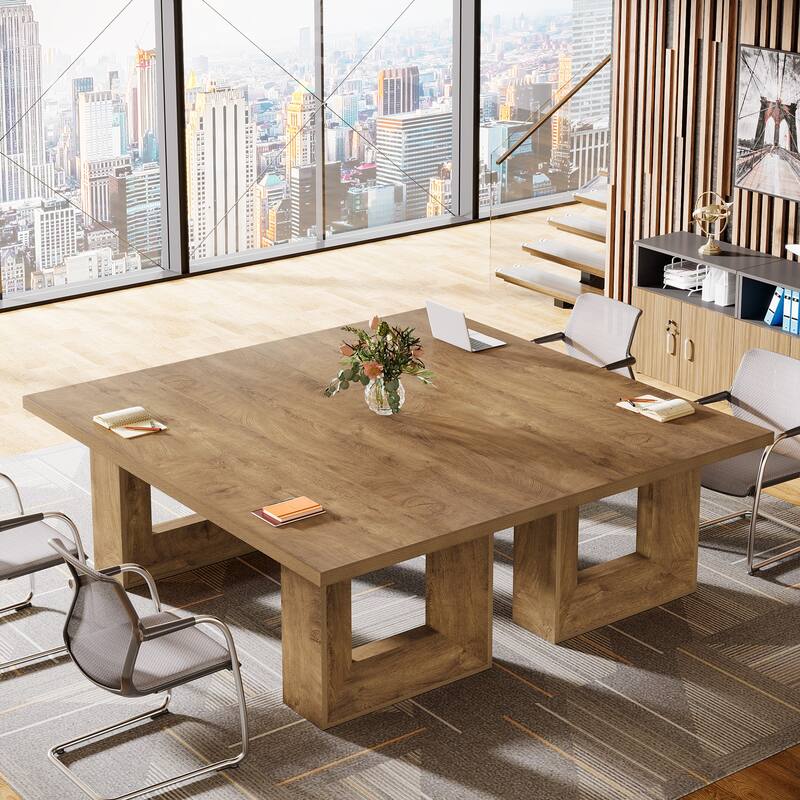 63'' Conference Table with Geometric Base, Home Office Computer Executive Desk