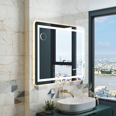 40'' x 32'' Smart LED Bathroom Mirror with IR Sensor,Anti-Fog & Temperature Display (Horizontal)
