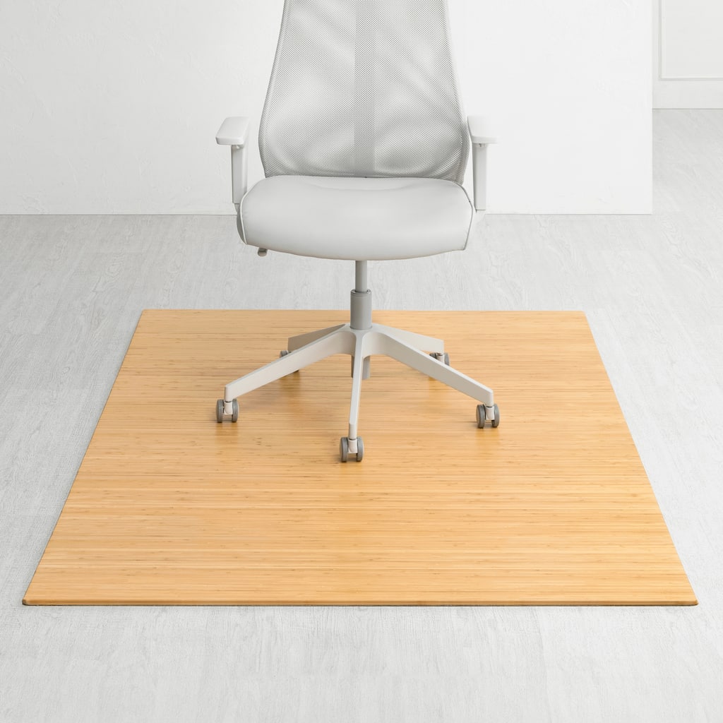 Jani Eco Bamboo Deluxe Rectangular Natural Chair Mat - (72 x 48), Durable and Eco-Friendly Chair Mat