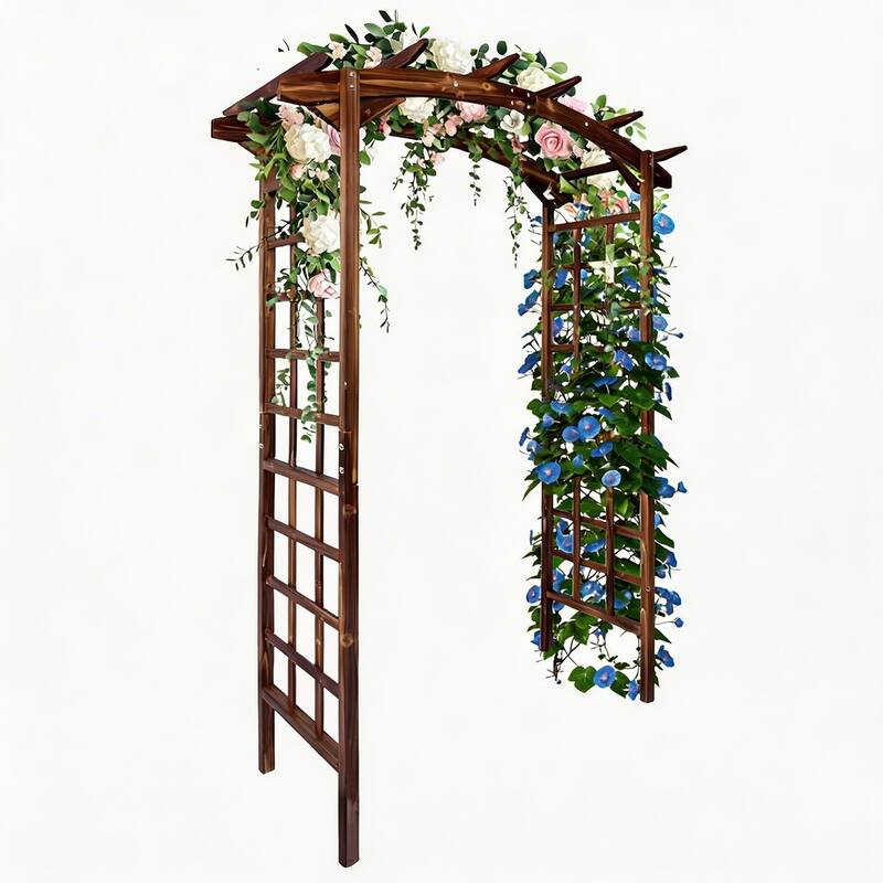 85-Inch Garden Pergola Arched-Top Suitable For Climbing Plants Teak