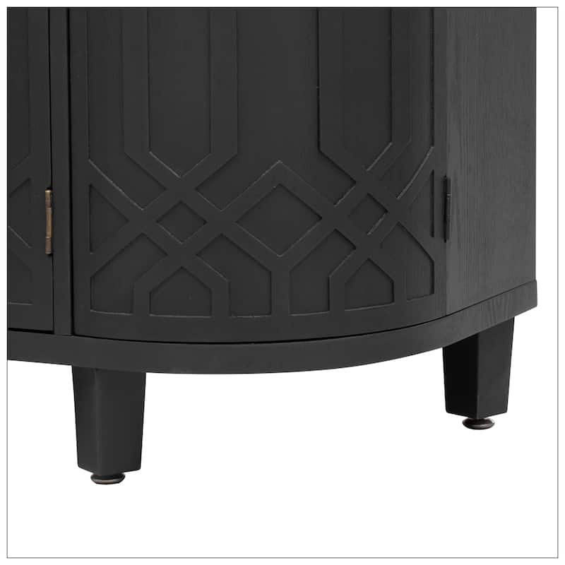 Curved Design Storage Cabinet made of Fraxinus Mandschuric Solid Wood