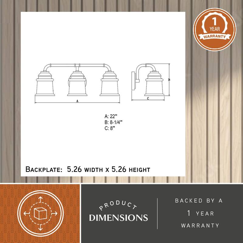 Toledo 3 Light Satin Nickel Industrial Jar Bathroom Vanity Fixture - 22-in W x 8.25-in H x 8-in D