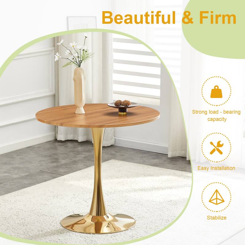 Round Thickened Table Top Coffee Table, Metal Pedestal Side Table Modern Bistro Table