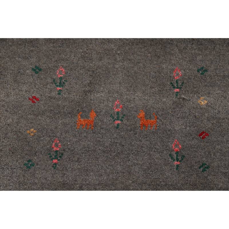Handmade Gray Gabbeh Indian Area Rug 9x12 - 9' x 12'