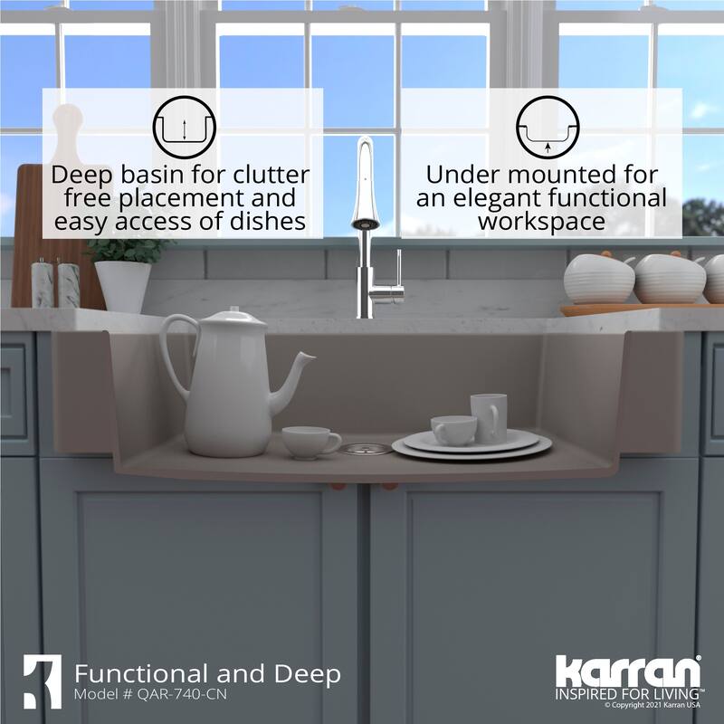 Karran Retrofit Farmhouse Quartz Single Bowl Kitchen Sink Kit