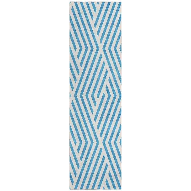 Machine Washable Indoor/ Outdoor Modern Diamonds Chantille Rug